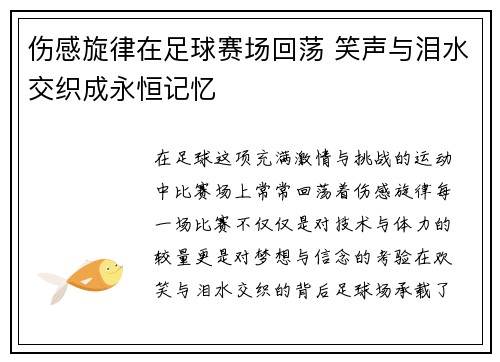 伤感旋律在足球赛场回荡 笑声与泪水交织成永恒记忆