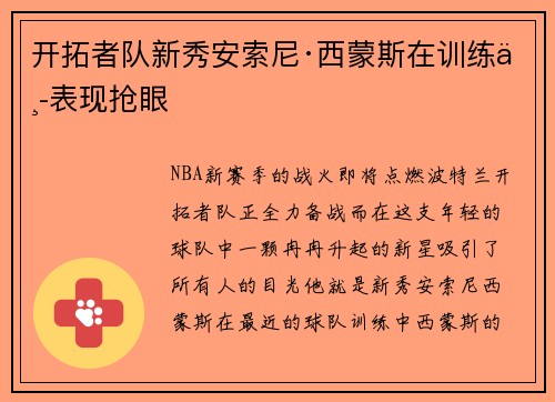 开拓者队新秀安索尼·西蒙斯在训练中表现抢眼