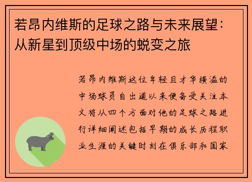 若昂内维斯的足球之路与未来展望：从新星到顶级中场的蜕变之旅